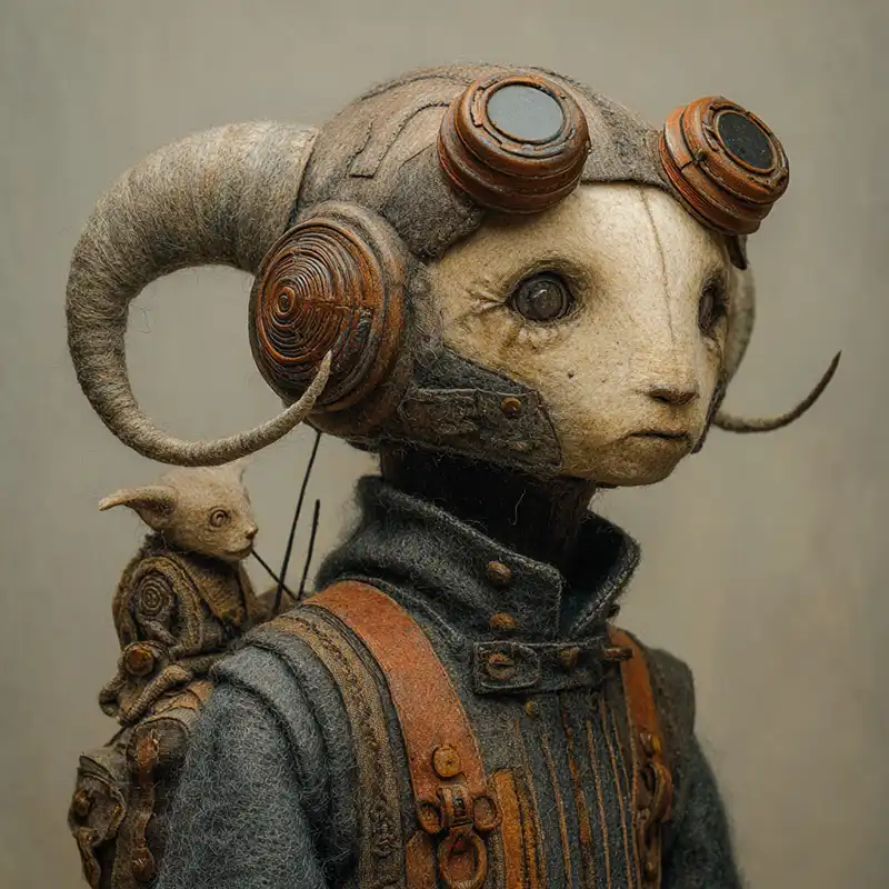 Creative-Story-Sparks-854 A humanoid lizard dressed in ornate, medieval-style robes and a patterned blue cloak sits with hands folded, gazing calmly forward against a dark, muted background—perfect inspiration for unique animal story prompts.