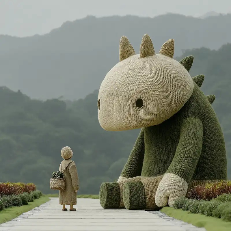 A person wearing a futuristic helmet with glowing orange lights and digital displays, dressed in a dark jacket with a fur collar, stands amidst robotic marvels in a technological setting, where blurred, circular orange lights create an atmosphere ripe for exciting robot story ideas.